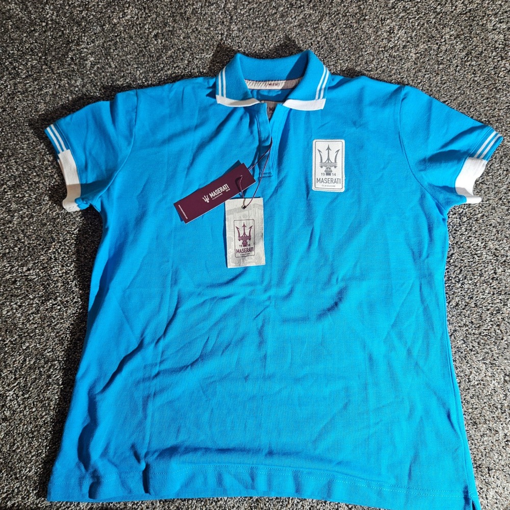 Maserati Classiche 1914 Womens Polo Shirt Light Blue Embroidered 920010750 2XL